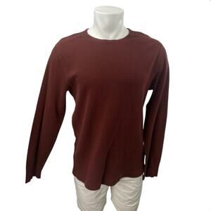 J,Crew Men's Red Long Sleeve Crew Neck Waffle Knit Thermal Sweater Top Size L